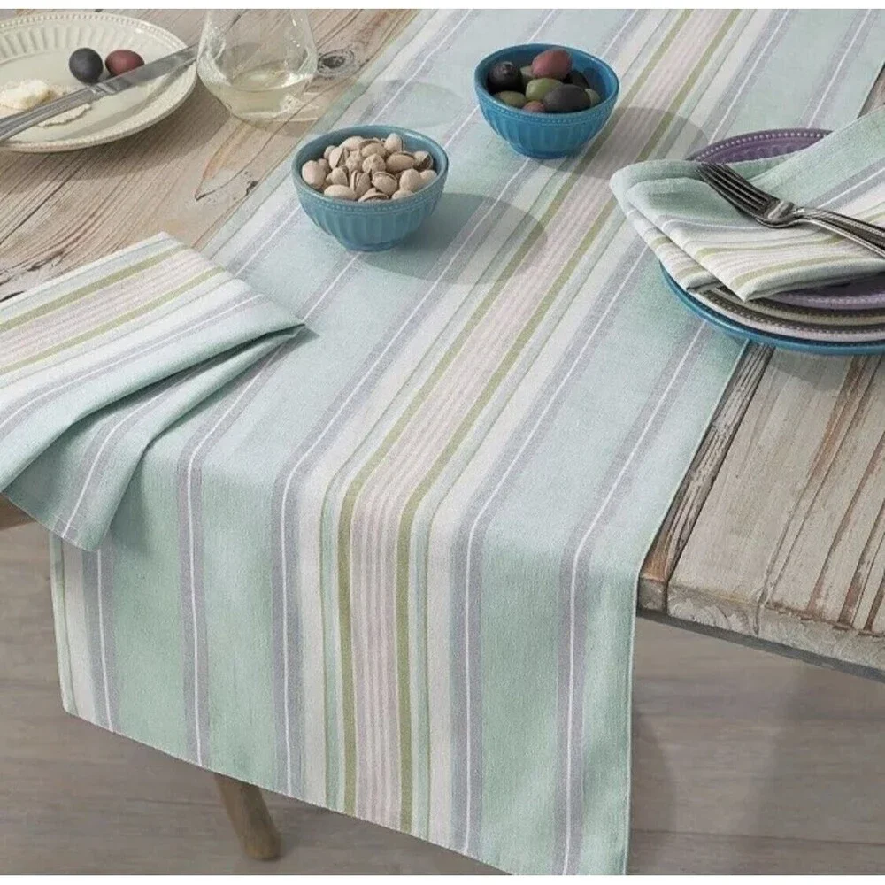 LENOX Luxurious French Perle Stripe Collection Table Cloth Runner 14